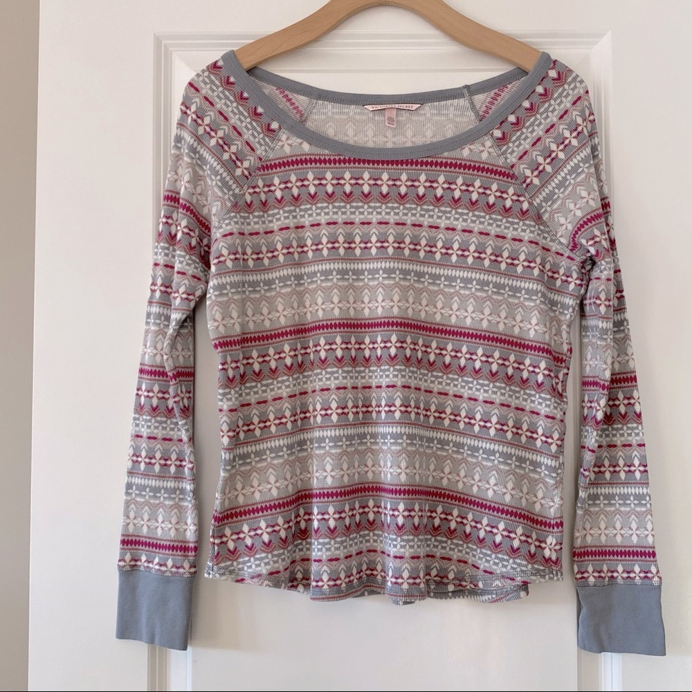 Victoria’s Secret Fireside Fair Isle/Nordic Pajama Top w Long Sleeves